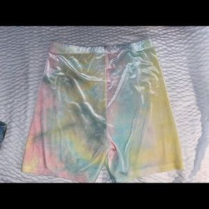 pastel high waisted knee length shorts